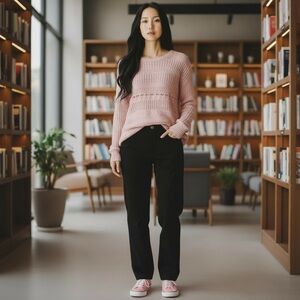 Magaschoni: Pretty in Pink Scoop Neck Long Sleeved Sweater Size Medium